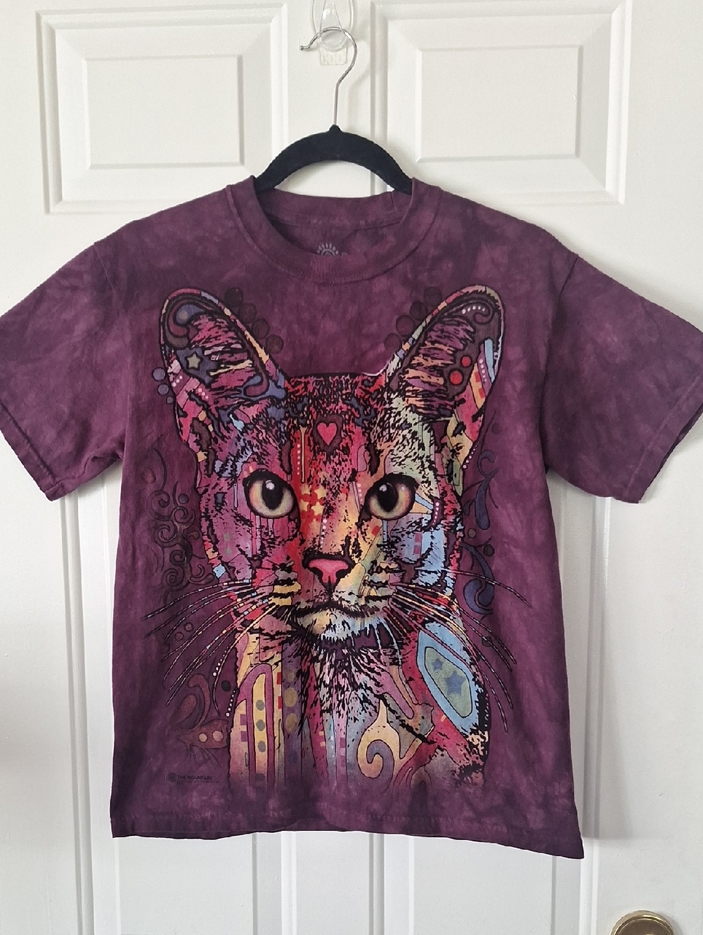 The Mountain Tie Dyed Purple Abyssinian Cat Graphic Tee